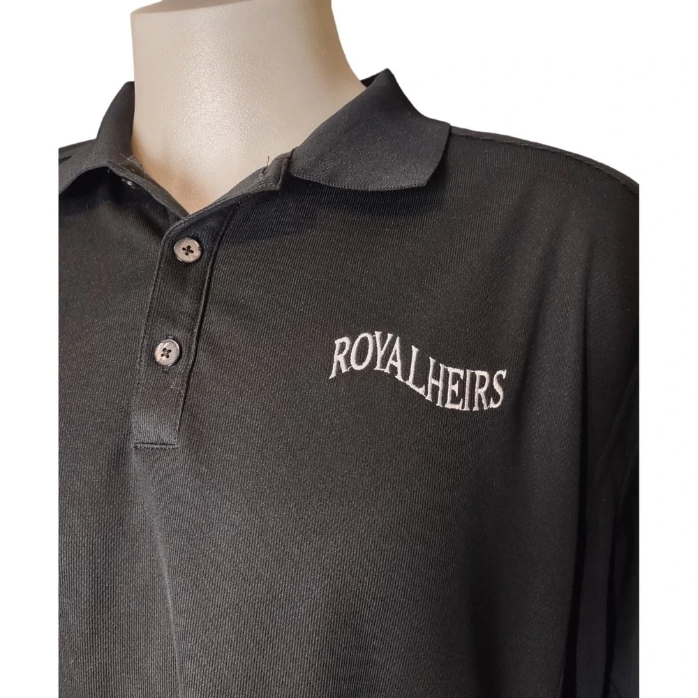 Nike Polo Shirt Men's XL Royal Heirs Logo Black Golf Athleisure  Short Sleeve
